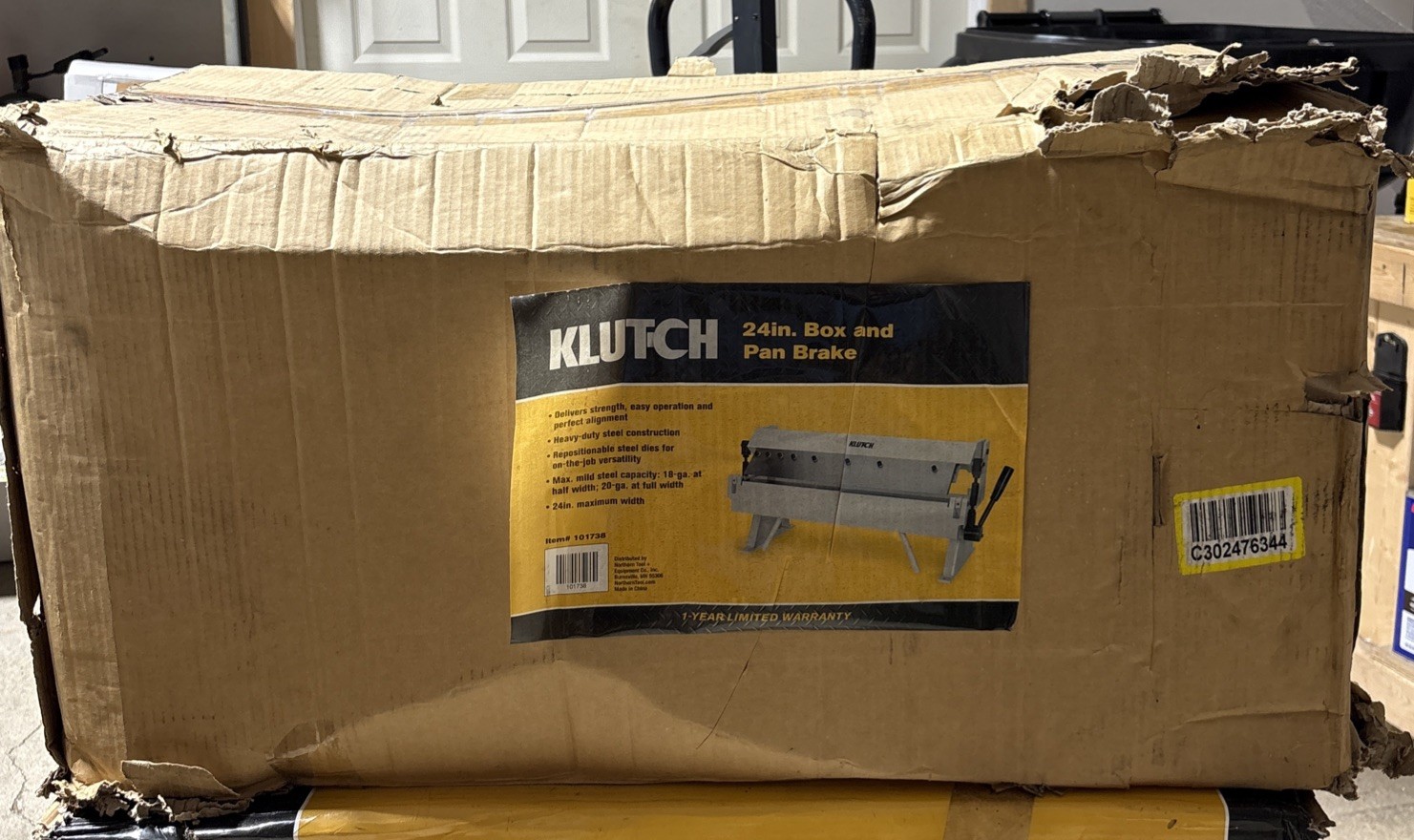 Klutch 24 in. Box and Pan Brake, Max Steel Capacity 18G At 1/2 Width 20G At Full