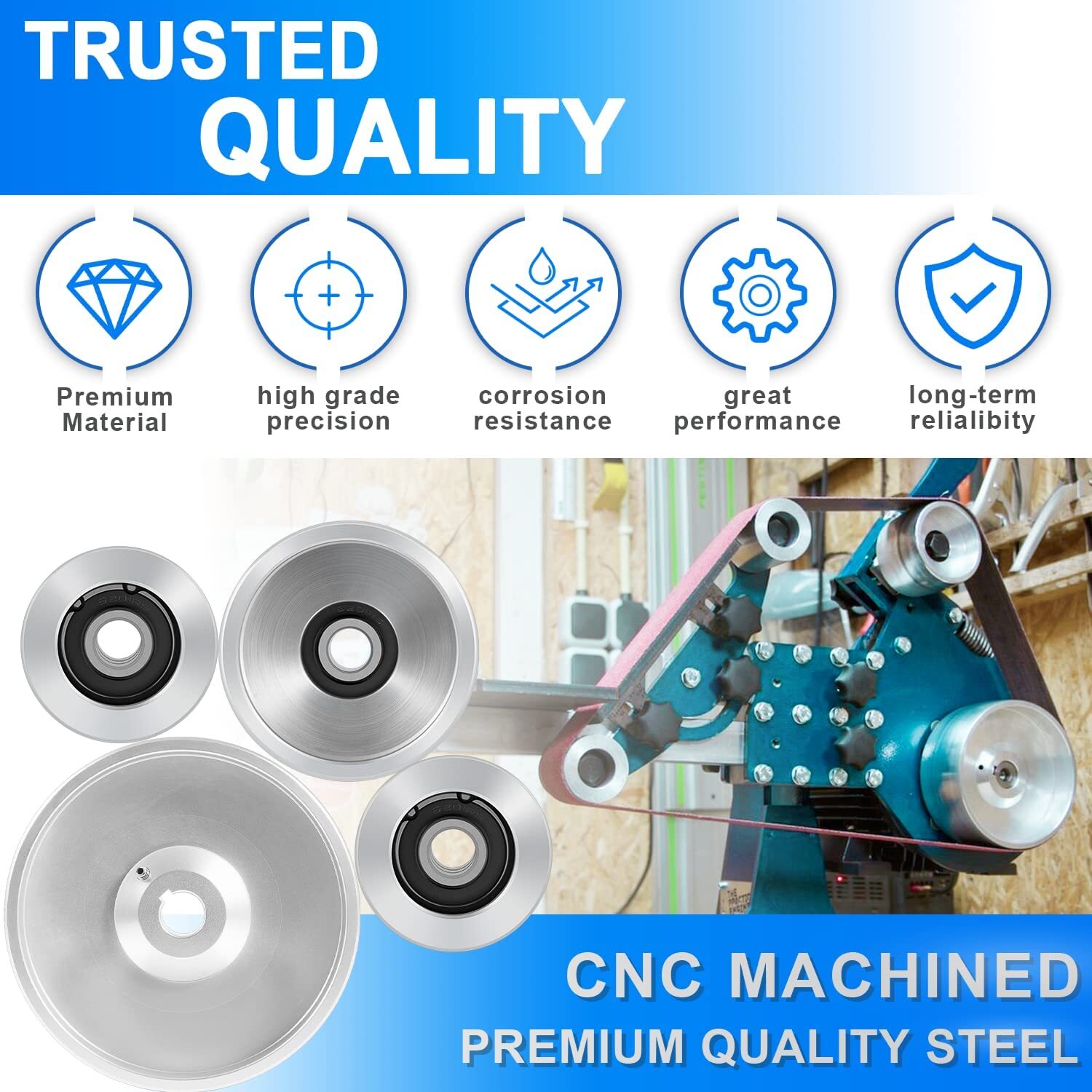 Belt Grinder 2×72 Wheel Set For Knife Grinder with Drive Idler,Tracking Wheel