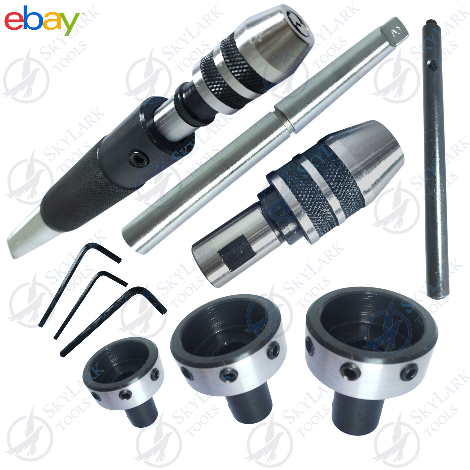 MT2,MT3 Lathe Tailstock Tap & Die Holder Set Shank Threading Tapping Kit 8Pc Set