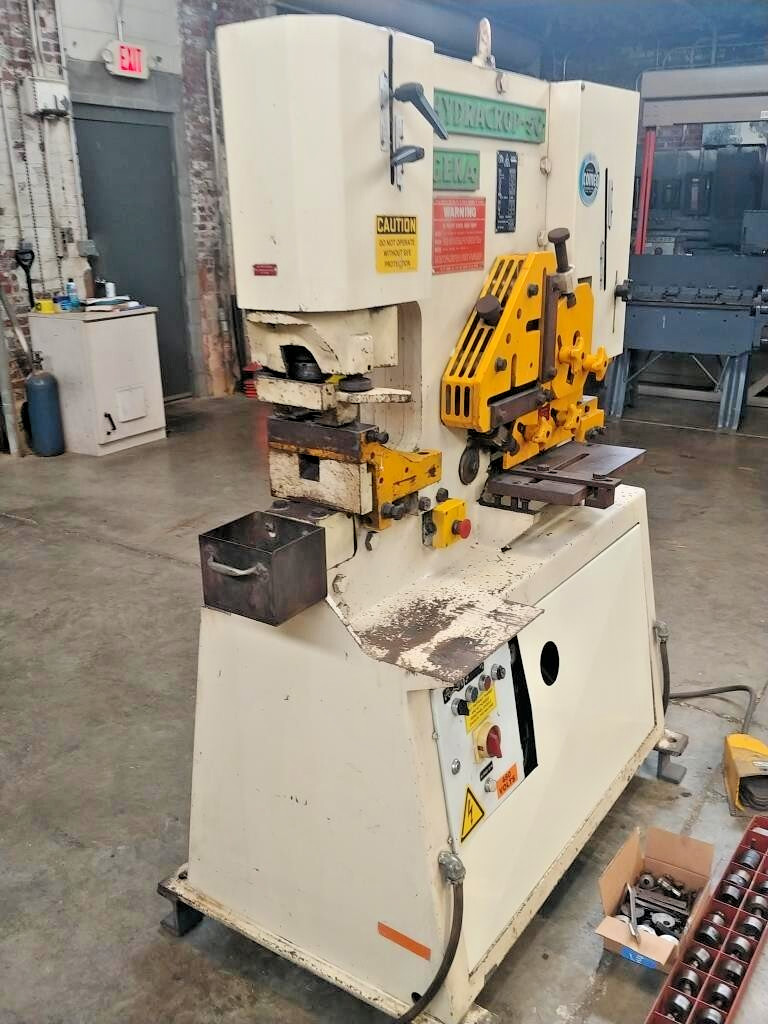 Geka Hydracrop 50 Ton Ironworker, Model HYD-50 w/Lot of punches & dies, notcher