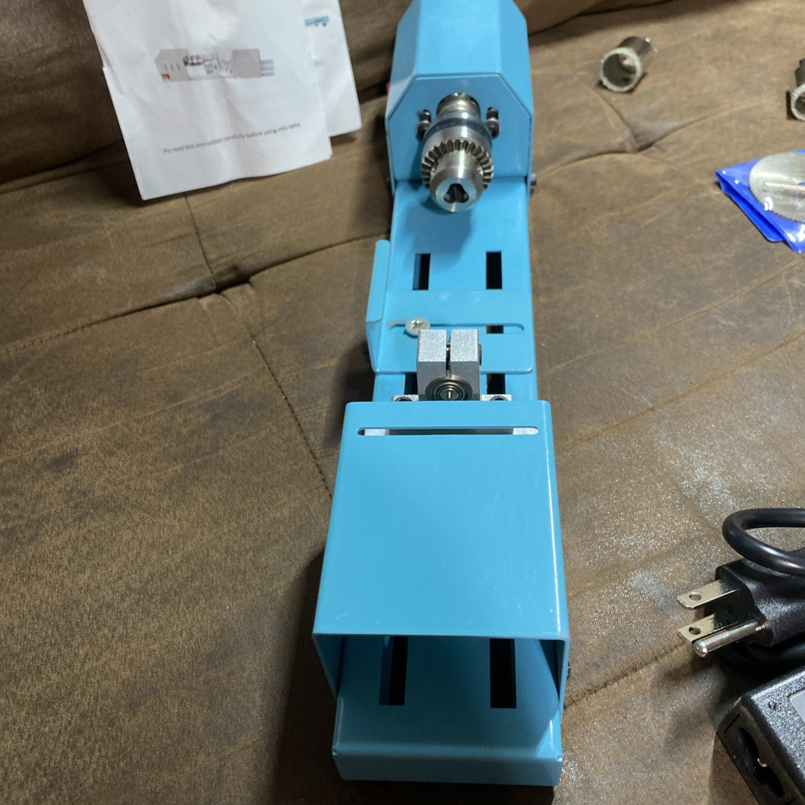 Mini Lathe Wood Lathe Machine Multi-Purpose Type Lathe with Wood W/ Power Supply
