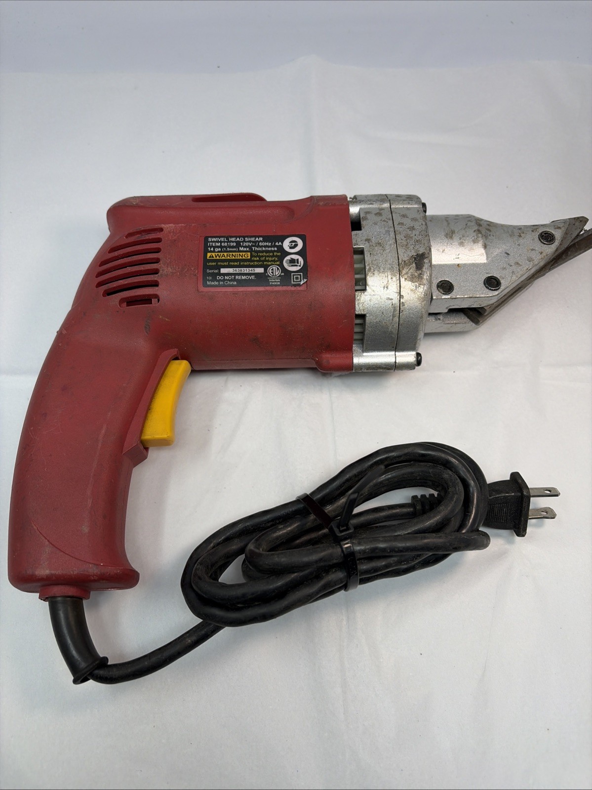 chicago Electric 14 gauge Swivel Head Shear Variable Speed 4 Amp Heavy Duty