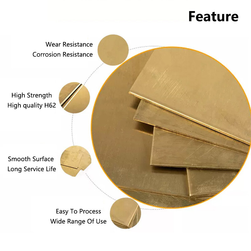 H62 Brass Metal Flat Plate Panel Square Sheet Foil Thick 0.5mm~6mm Various Sizes