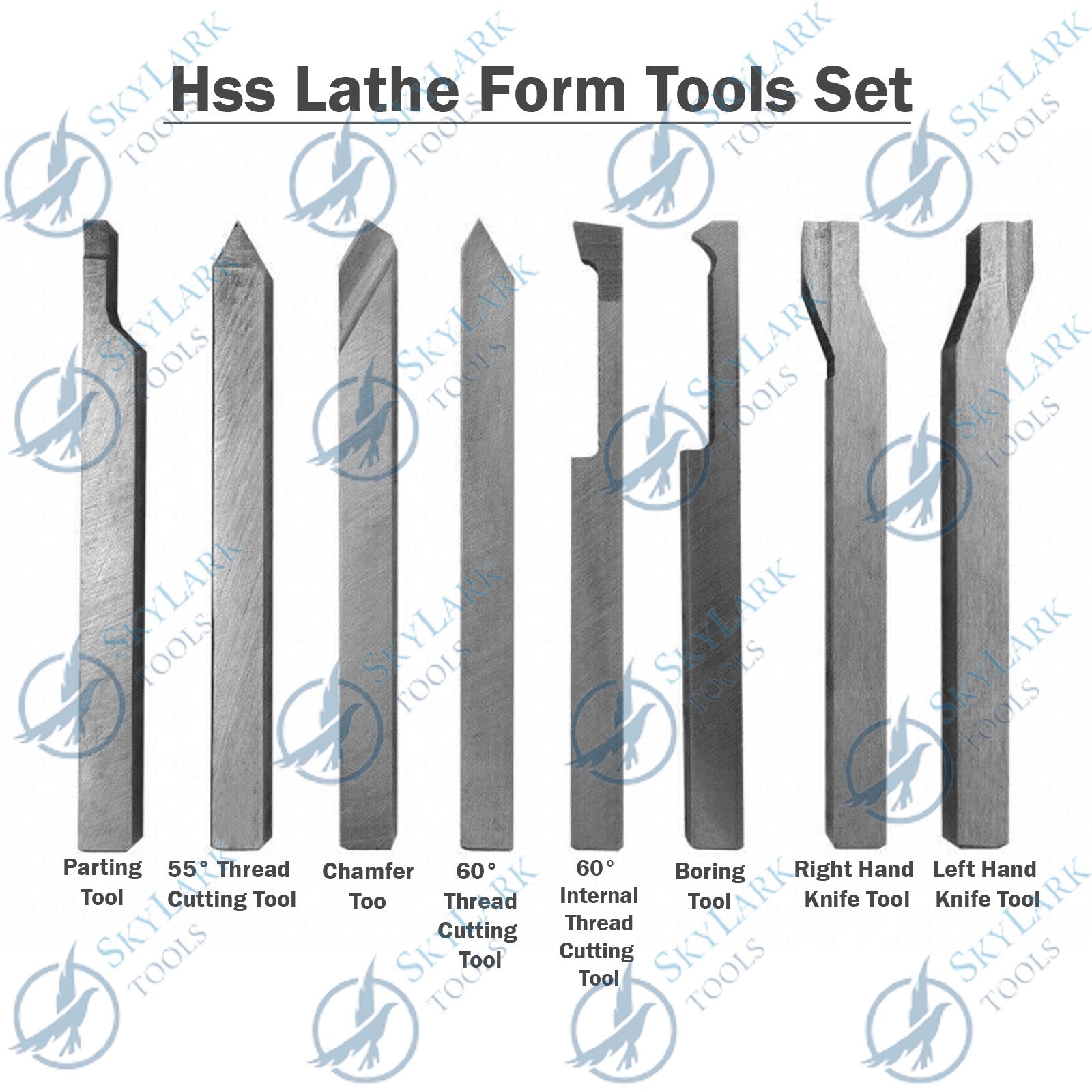 HSS LATHE FORM TOOL SET SQ SHANK 6 X 6 X 63mm HARD MT2 GRADE SET OF 8 PCS
