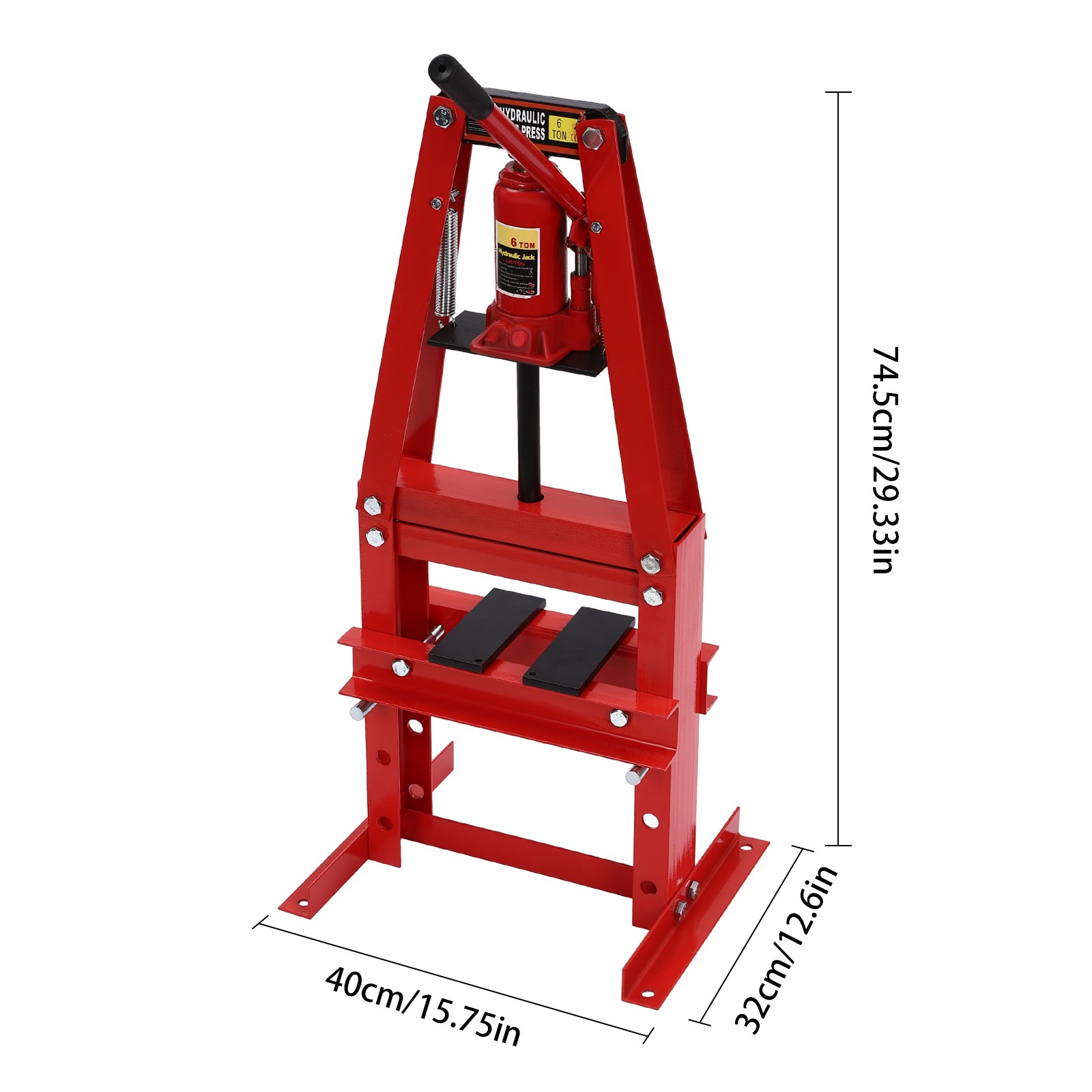 6 Ton Hydraulic Shop Press with Gauge & Press Plates A-Frame Benchtop Press Tool