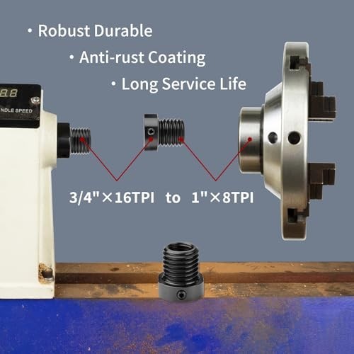 Woodworking Lathe Spindle Adapter 3/4” to 1” Thread Chuck Insert Tool Accessor