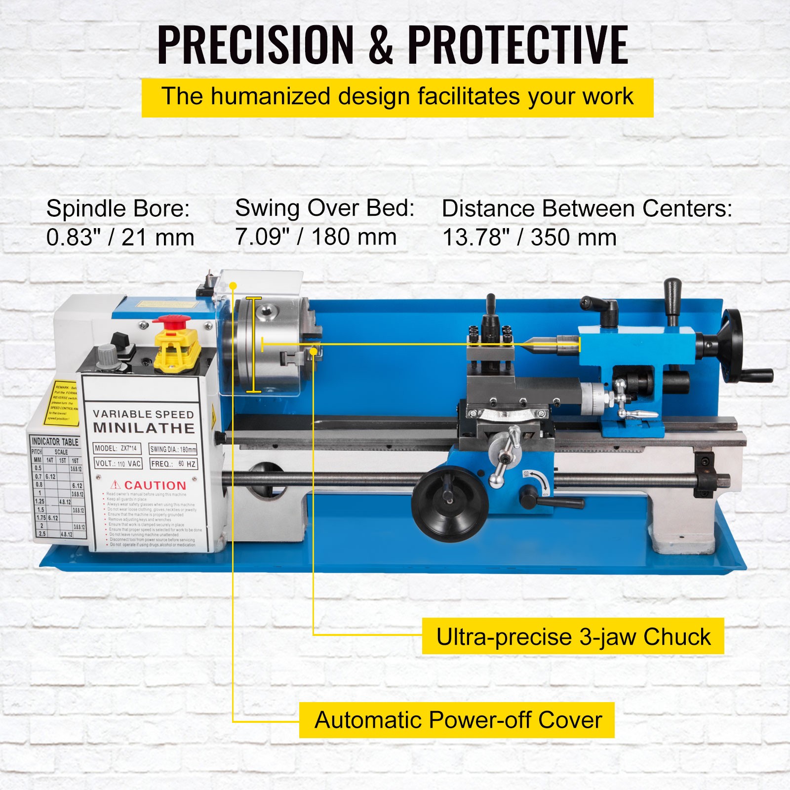 550W 7″X14″ Precision Mini Metal Lathe w/Lamp GREAT FACTORY PRICE NEWEST