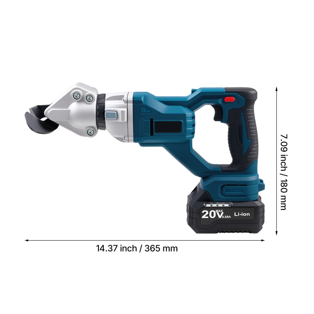 Cordless Metal Shear 20V 2800 SPM 360° Pivoting Head Cuts 18 GA Steel