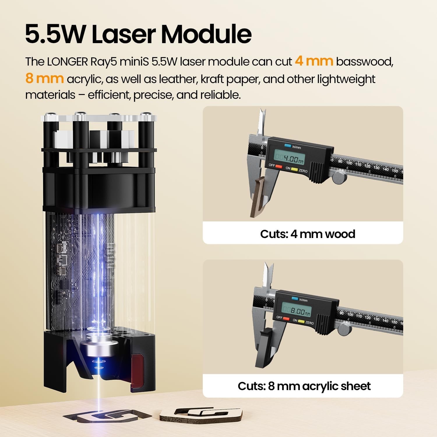 LONGER RAY5 MiniS 5.5W Laser Engraving Engraving Speed Working Area 130*120mm