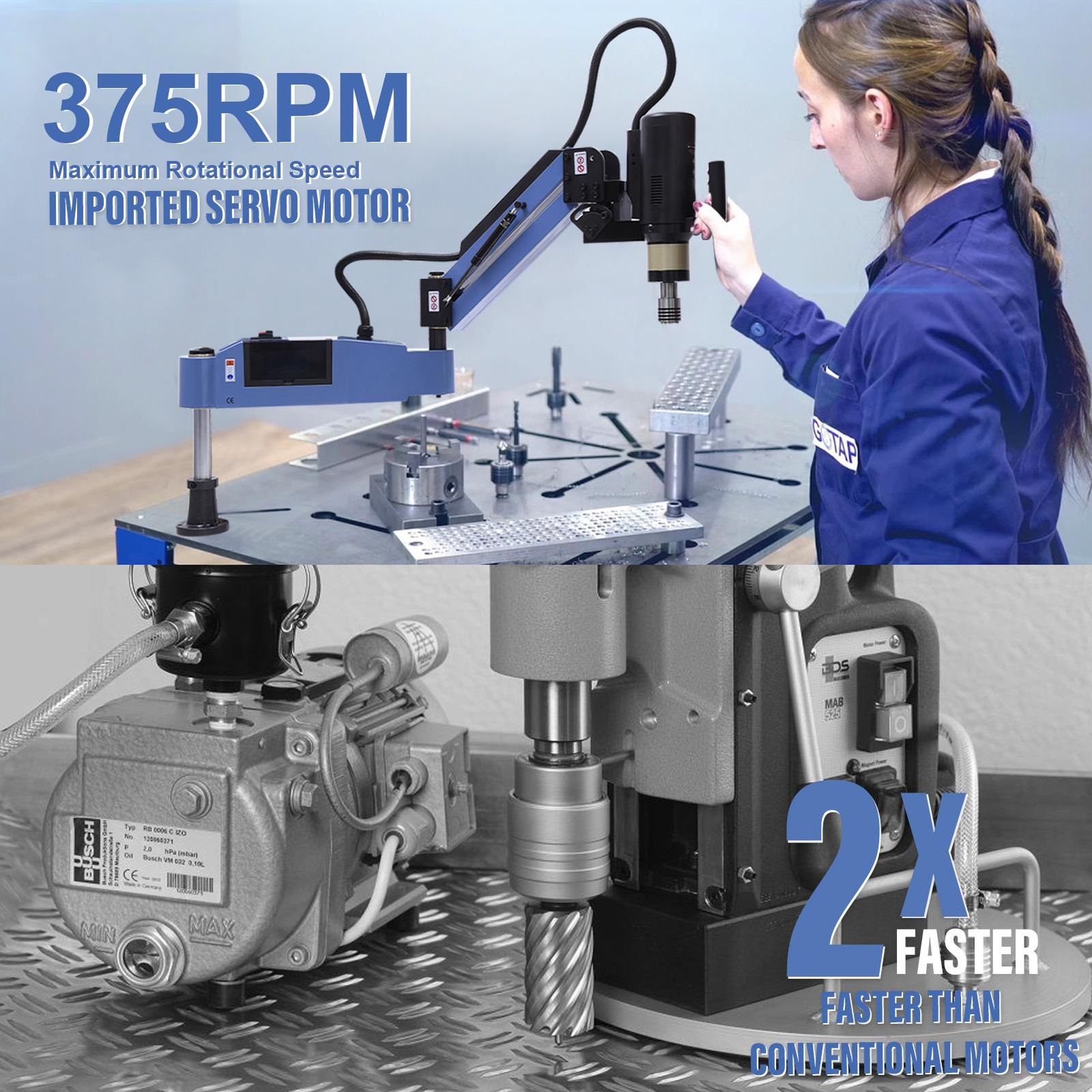 M3-M16 High Speed Electric Tappier Servo Touch Screen Tapping Machine