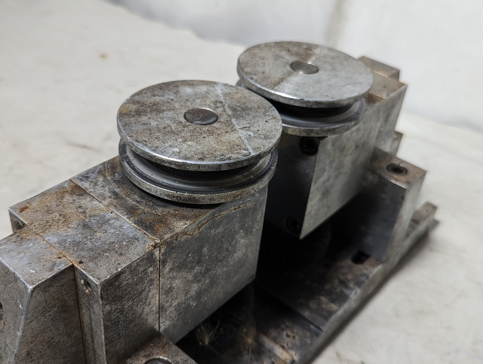 Custom-made pass-through deburrer/polisher, adjustable, as pictured