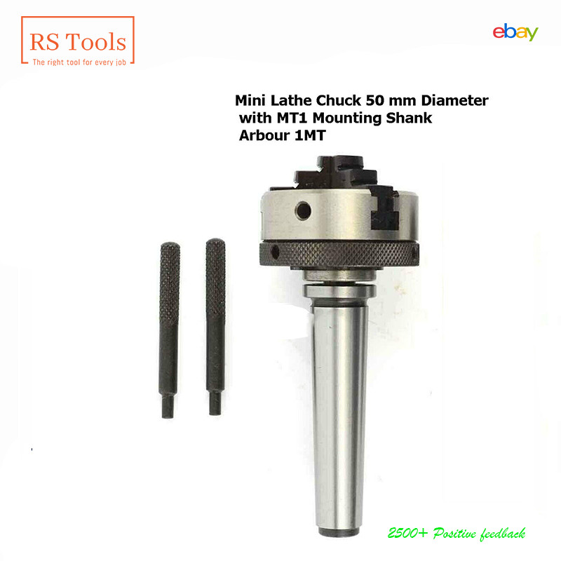Mini Lathe Chuck 50 mm Diameter with MT1 Mounting Shank Arbour 1MT USA RSTOOLS