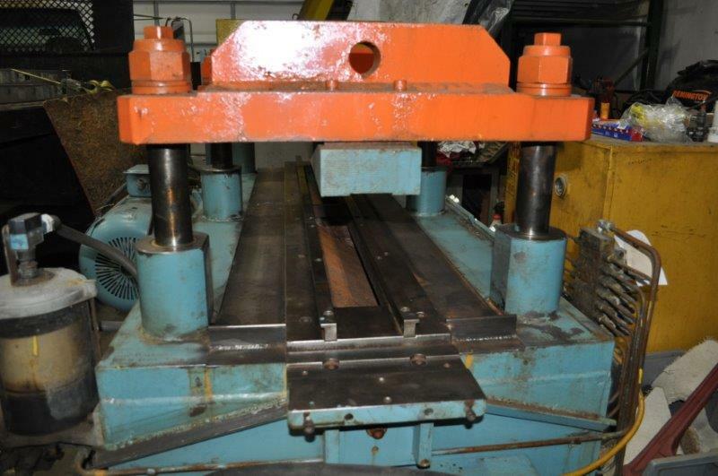 50 TON TISHKEN CUT OFF PRESS 72″ x 32″ BED AREA 20″ BETWEEN POSTS FB 30″ BETWEEN