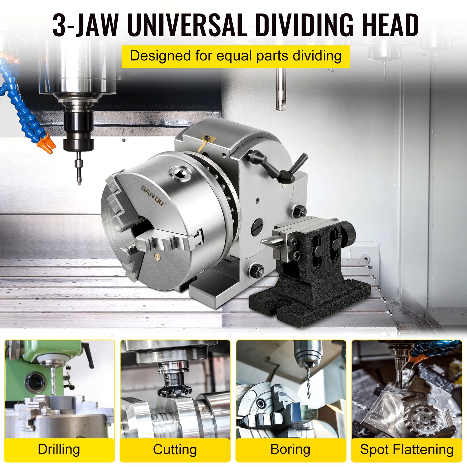 VEVOR Indexing Dividing Head for Milling Machine 6″ /160 mm for Milling Grinding