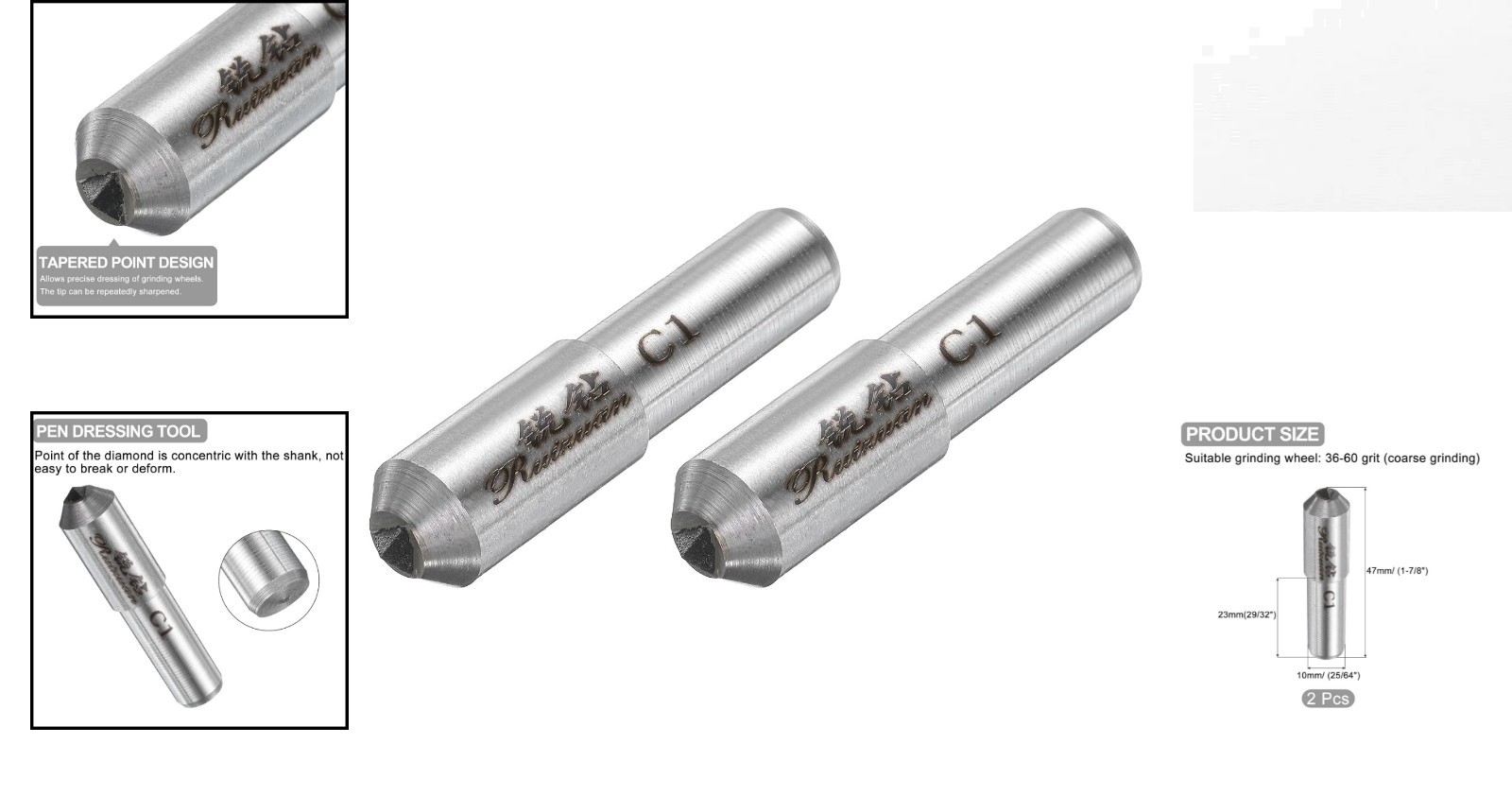 Durable 2pcs Diamond Dresser Set, 10mm Shank, Perfect for Grinding Machines