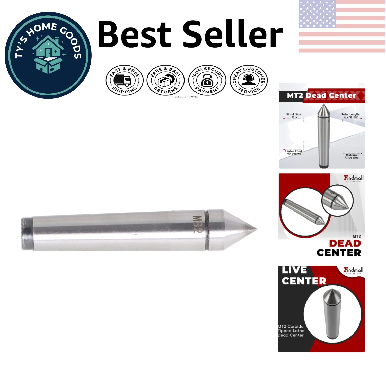 MT2 Carbide Tipped Dead Center – Precision Lathe Tool for Engineering Excellence