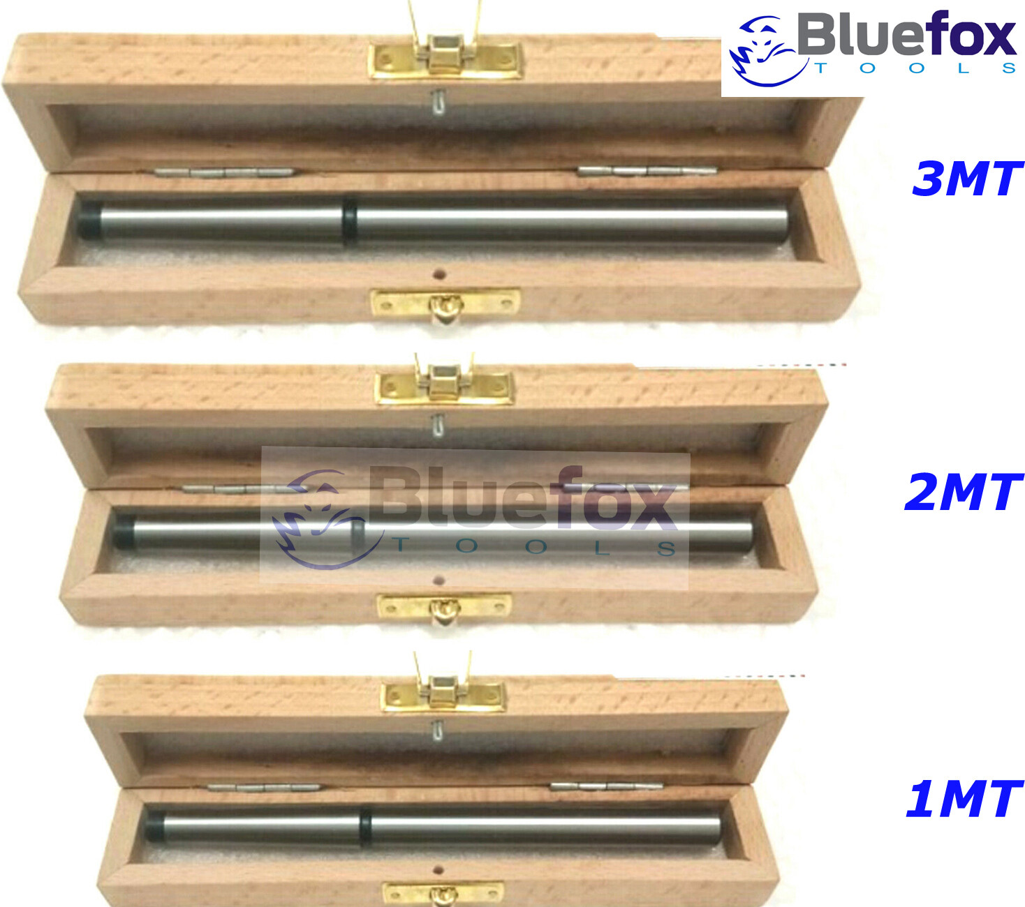 Lathe Alignment Test Bar Shank Size 1MT, 2MT, 3MT Wooden Box Bluefox