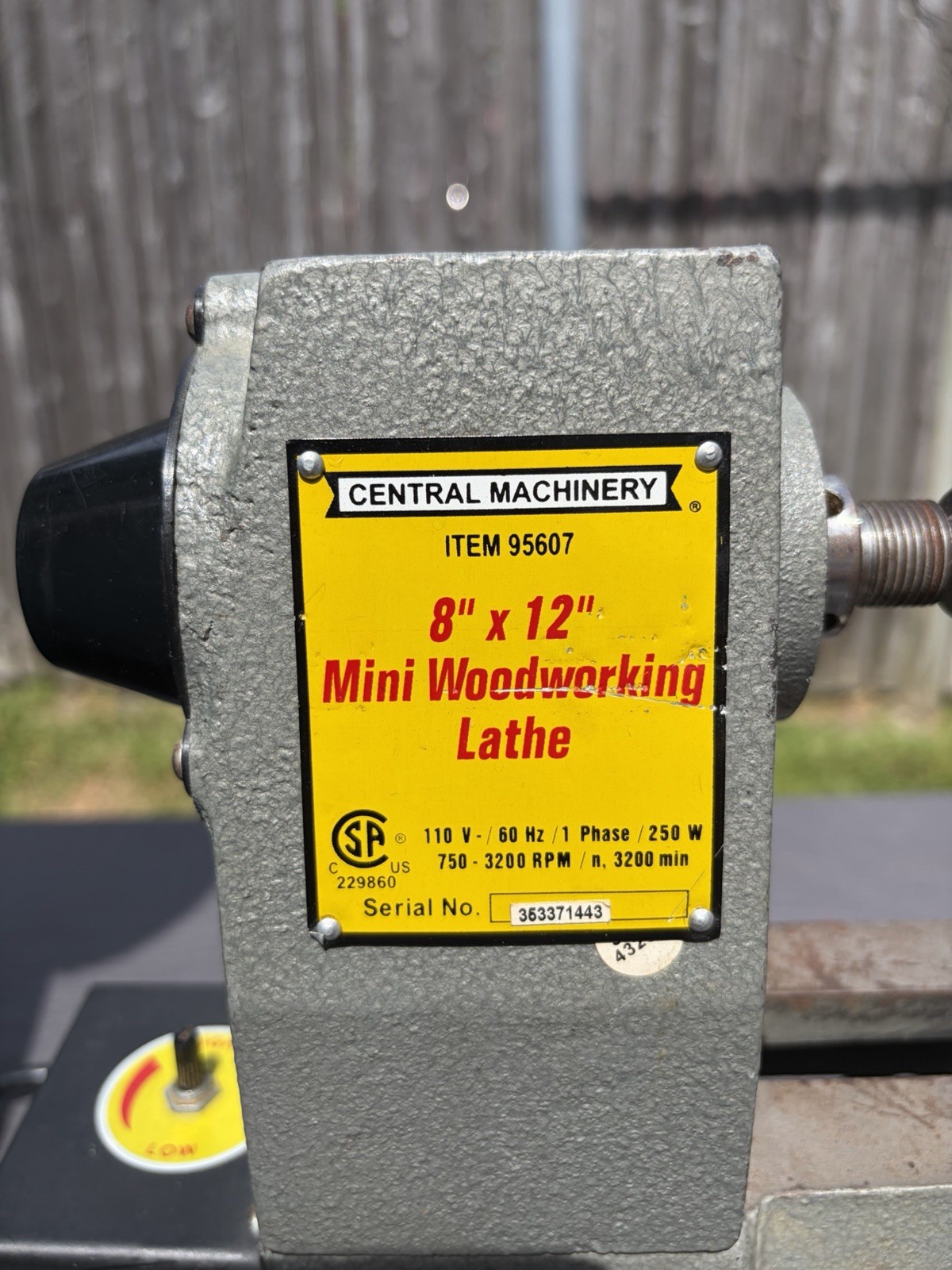 Central Machinery 8 In. x 12 In. Precision Woodworking Benchtop Mini Lathe NICE