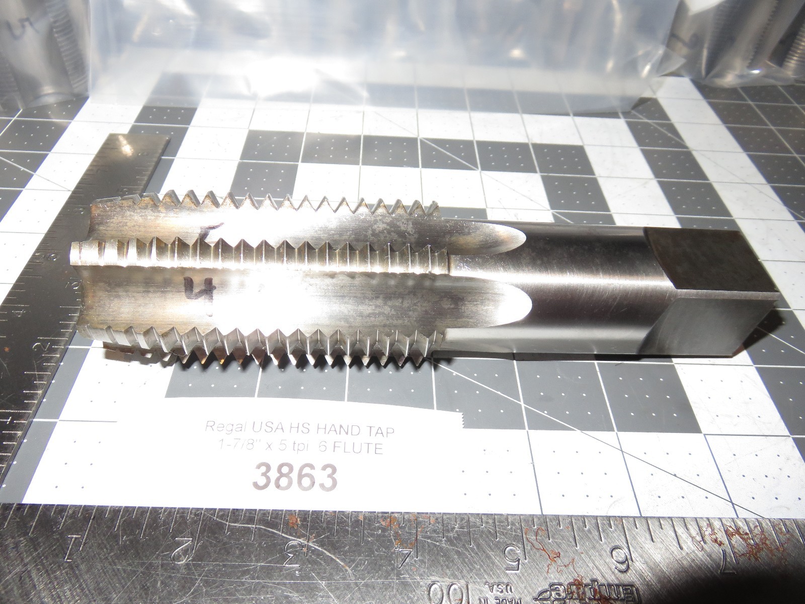 Regal USA 1-7/8″ x 5 tpi NS HS GR-4 7-U Hand Tap, 6 Flute Nos Condition ((3863))