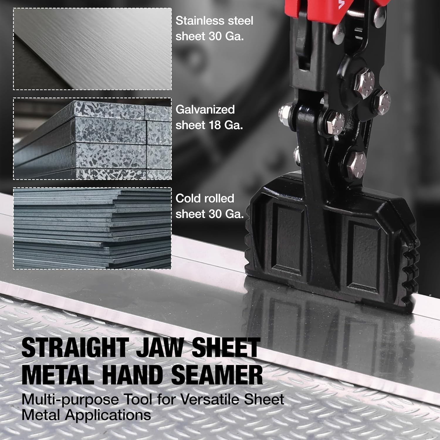 Hand Seamer Tool, 3-Inch Sheet Metal Bender, Heavy-Duty Steel Sheet Metal Bra…