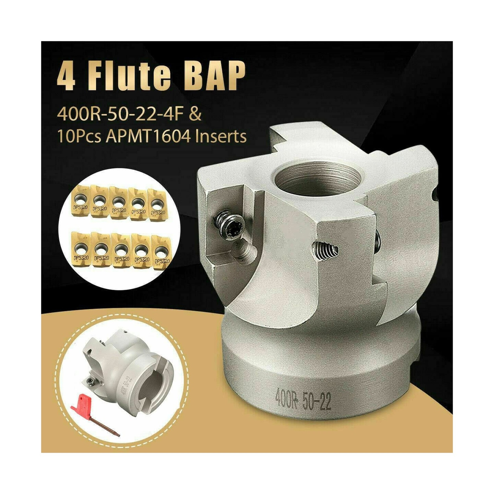 GBJ Face milling Holder 50mm/1.96″ 50-22-4T CNC Face Mill End Milling Shell C…