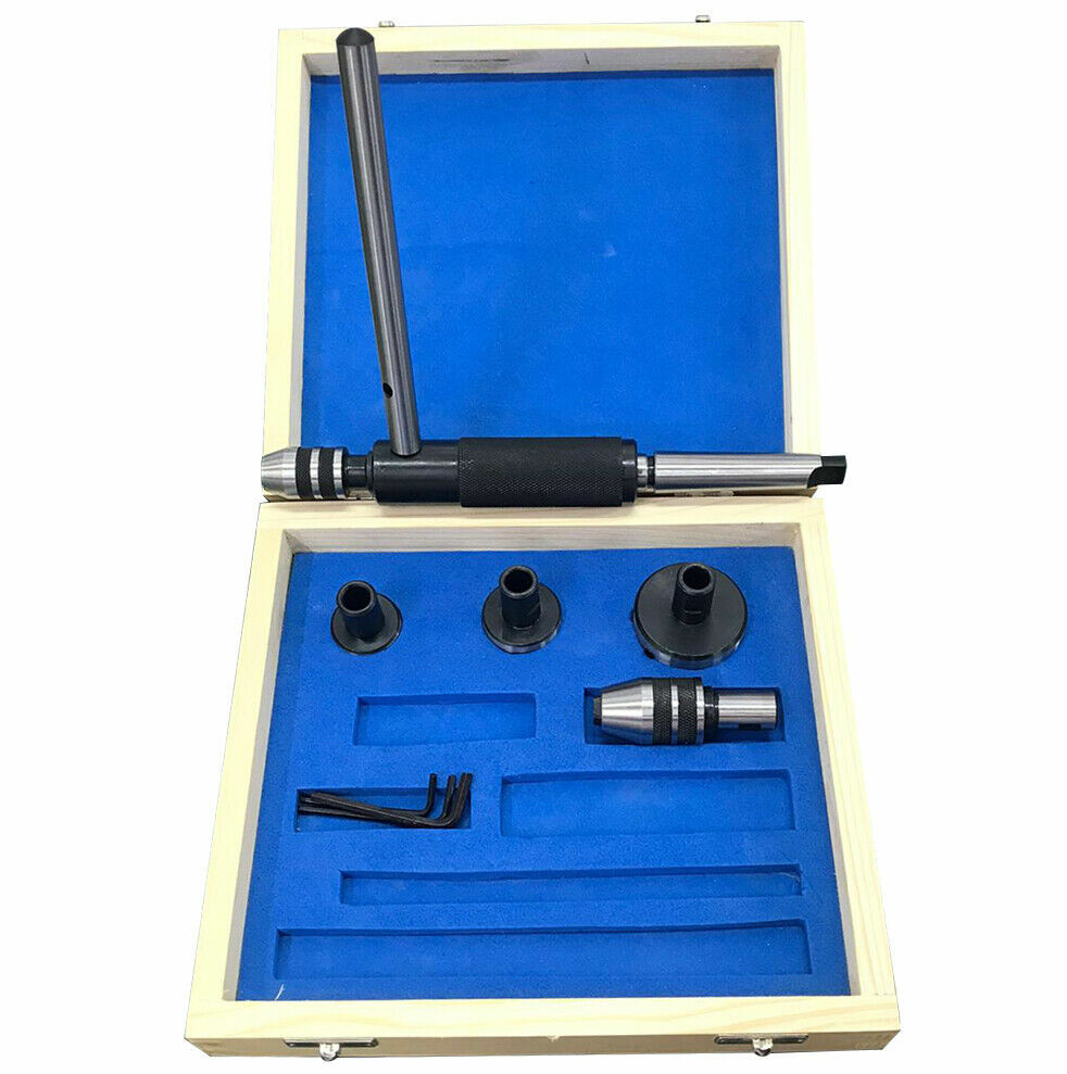 Lathe Tailstock Tap & Die Holder Kit MT3 Shank Threading Tapping Set Wooden Box