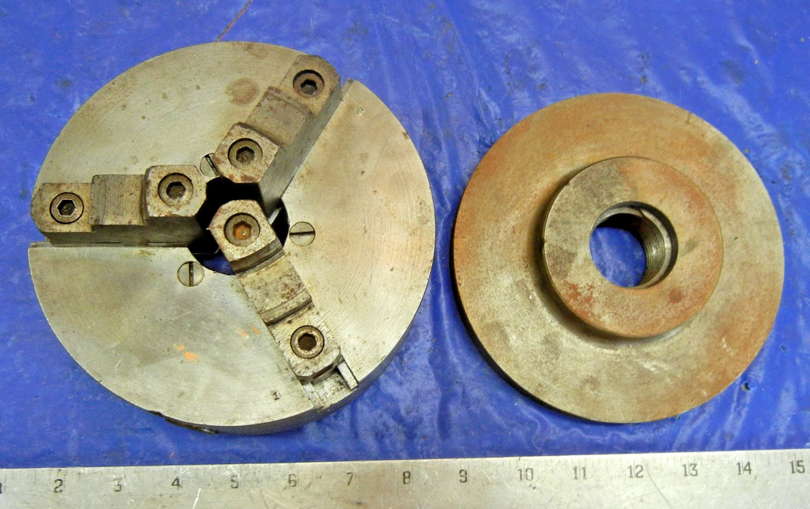 3 jaw 6″ lathe chuck with 1-1/2″-8 backplate for South Bend 9″ 10k Lathe