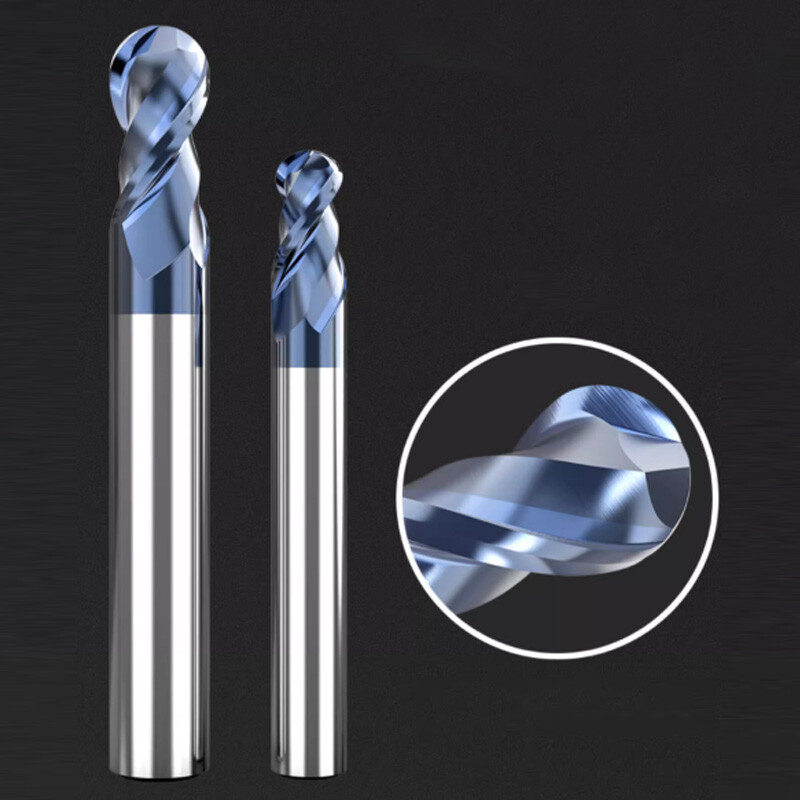 HRC45° 2 Flute Ball Nose End Mill Solid Carbide Milling Cutter Bit TiSiN Coating