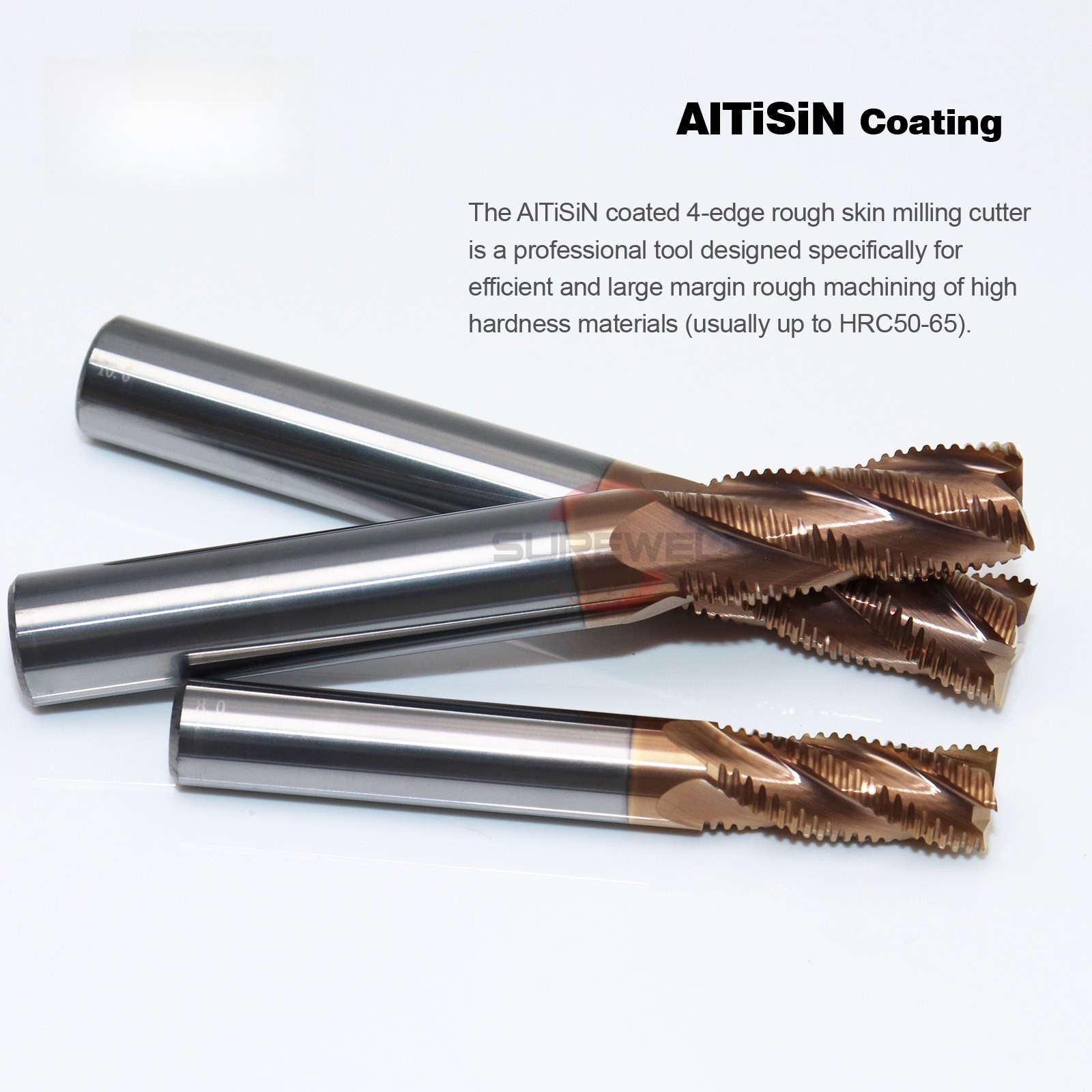 Carbide Roughing End Mill – 4 Flute AlTiSiN Coated, Waveform Cutter for Hardened