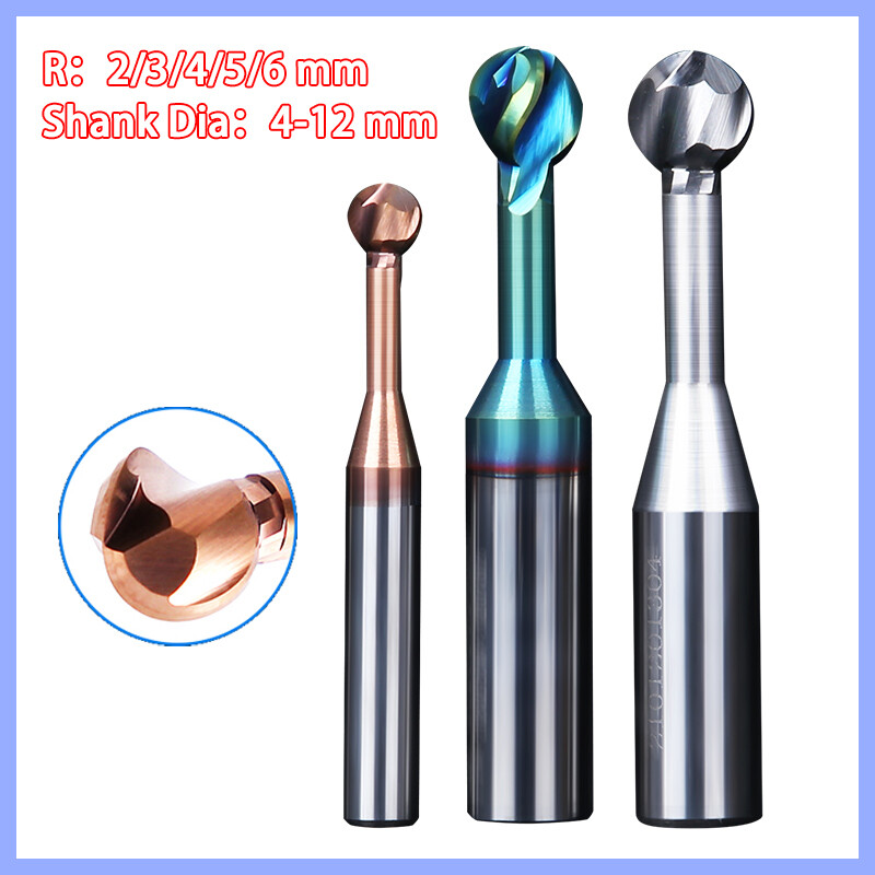 R2mm – R6mm Nano Coated Solid Carbide Ball Nose End Mill Lollipop Cutter CNC New