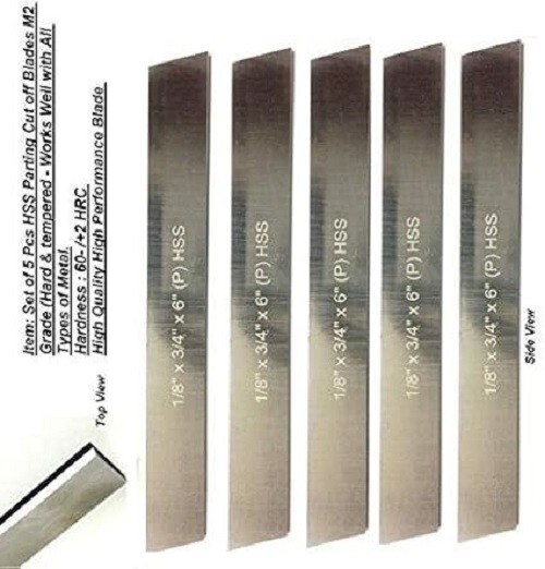 HSS Blades 1/8″ x 3/4″(Wide) x 6” for Lathe Parting Cut Off & Tool Holder-USA