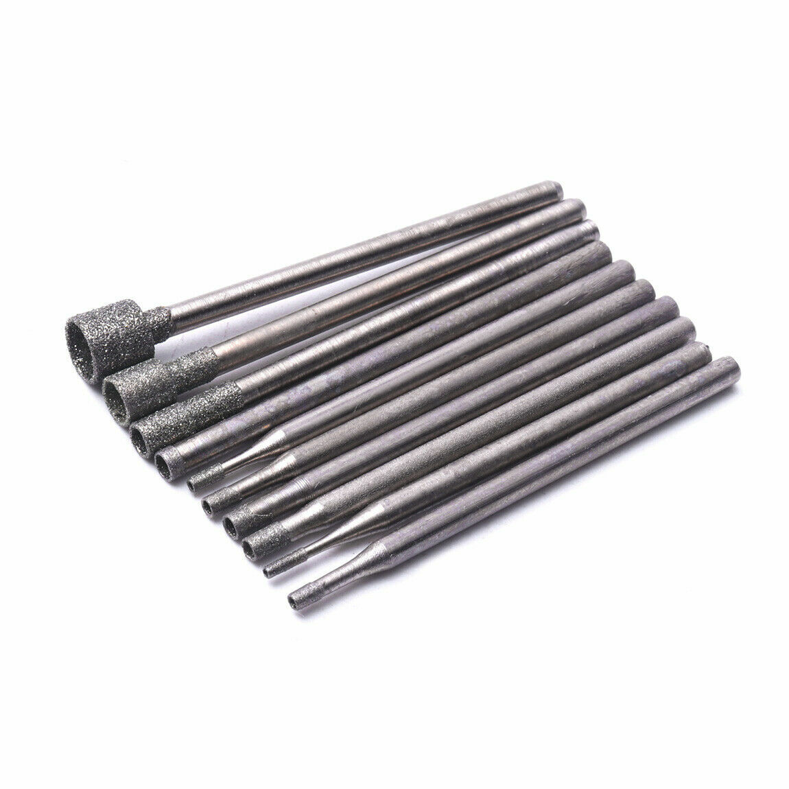 10pcs 2.35mm Shank Diamond Spherical Concave Head Grinding Bit Carving Burrs