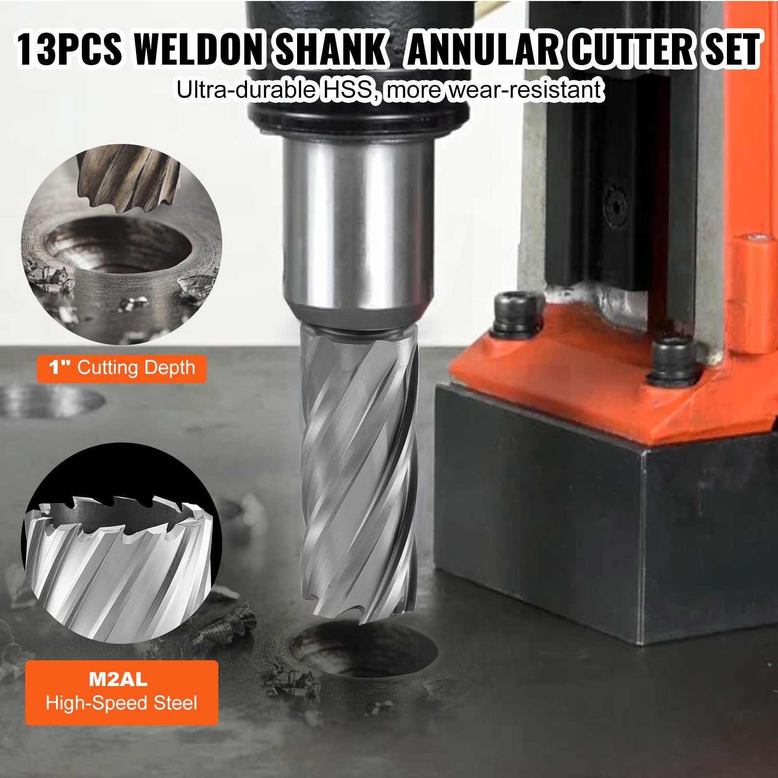 Uimoso Annular Cutter Set HSS Magnetic Drill Bits 13 PCS Weldon Shank 2″ Depth