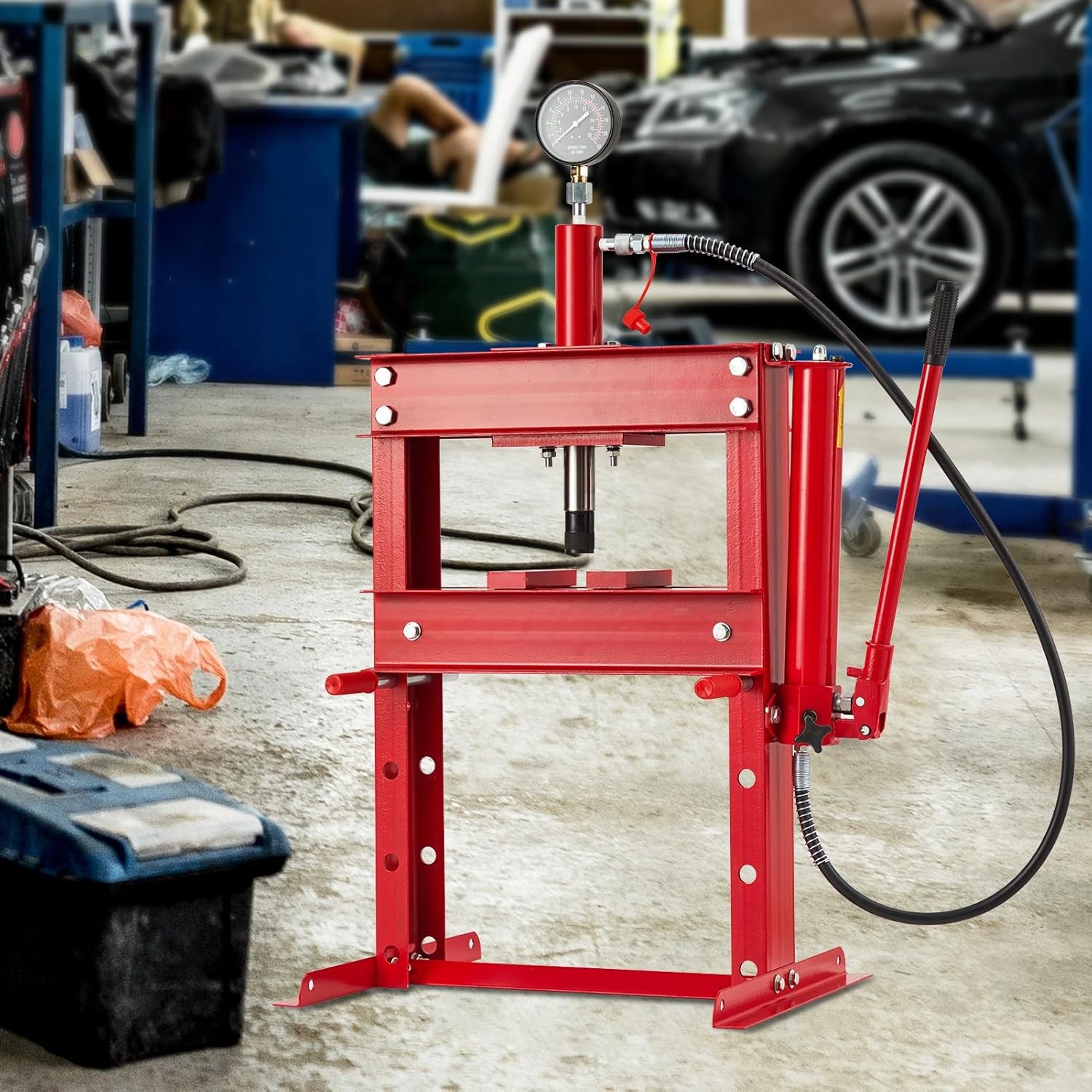 H Frame 10 Ton Shop Press Hydraulic Heavy Duty Steel Benchtop Bending Tool