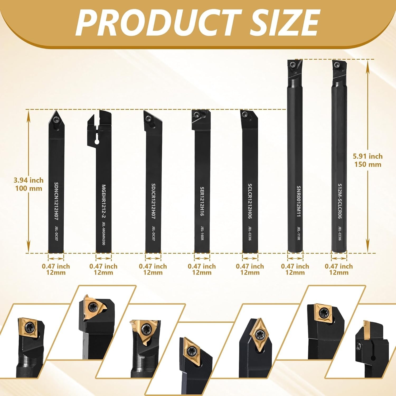 Versatile 28-Pcs Lathe Turning Tools Set – Includes 7 Shanks & Carbide Inserts
