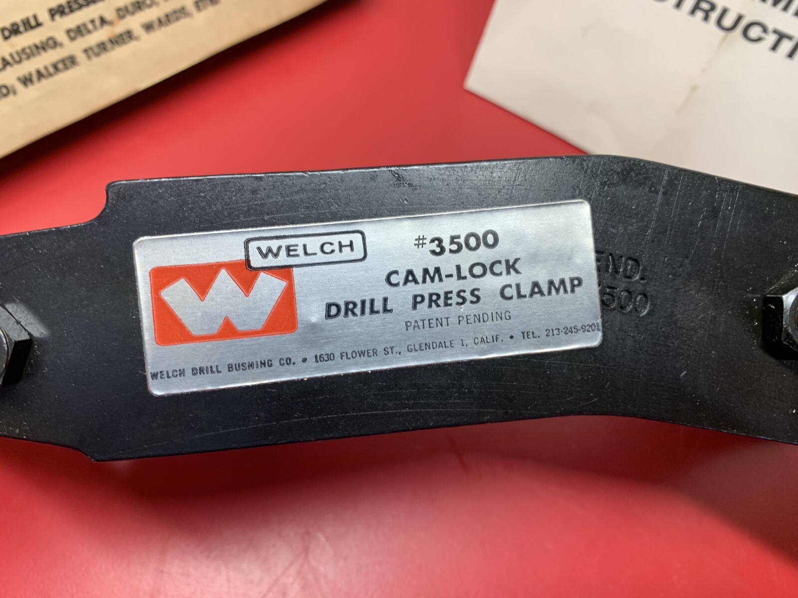 Machinist Tool Welch Cam-Lock Drill Press 3-1/2″ Clamp (NOS) No 3500