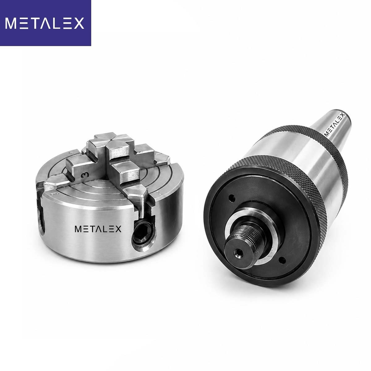 2-3/4″ 4 Jaw 2.75″ Independent Lathe Chuck MT4 Live Revolving Center Adapter Set