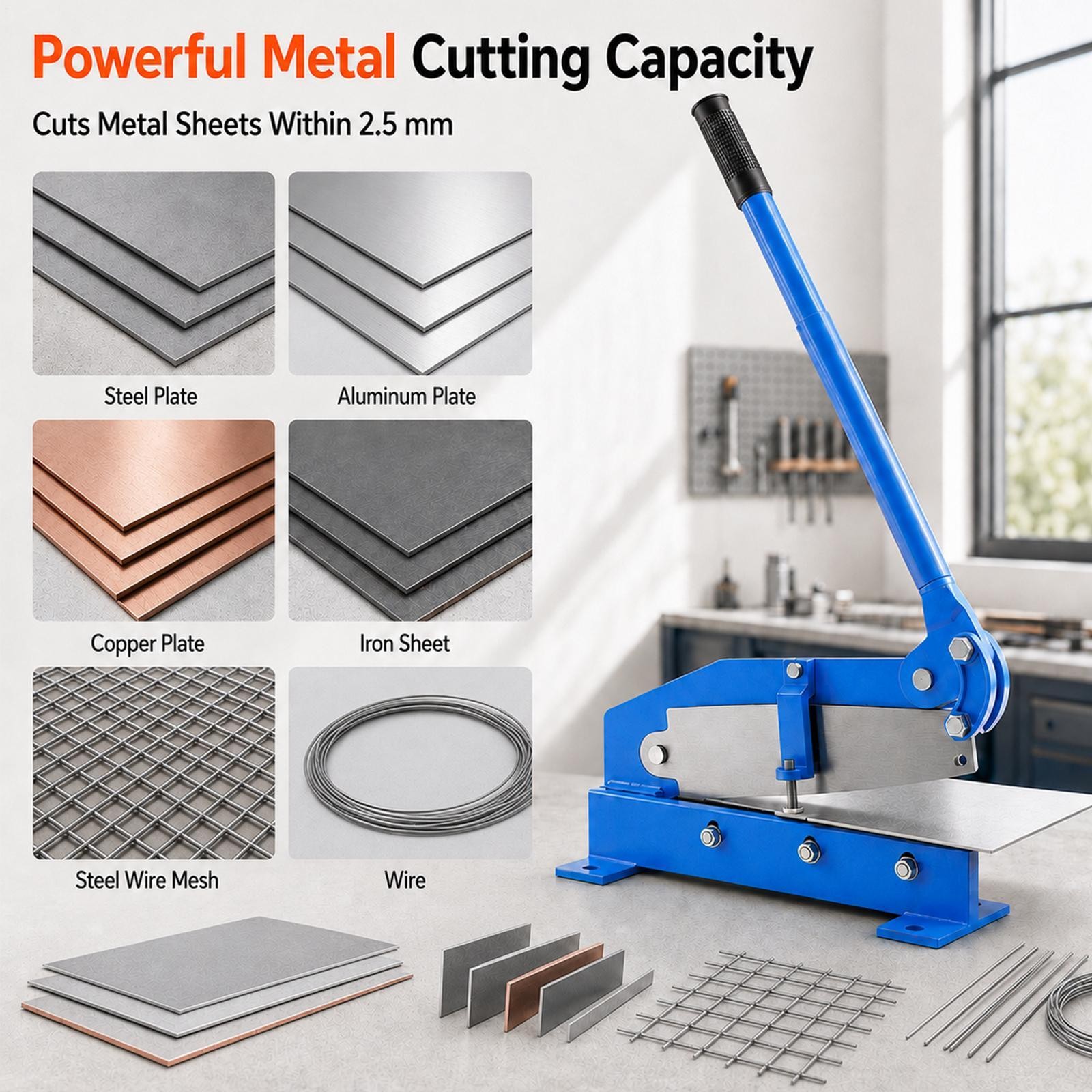 12″ Manual Metal Sheet Cutter for Benchtop Use, Q235 Steel Processing