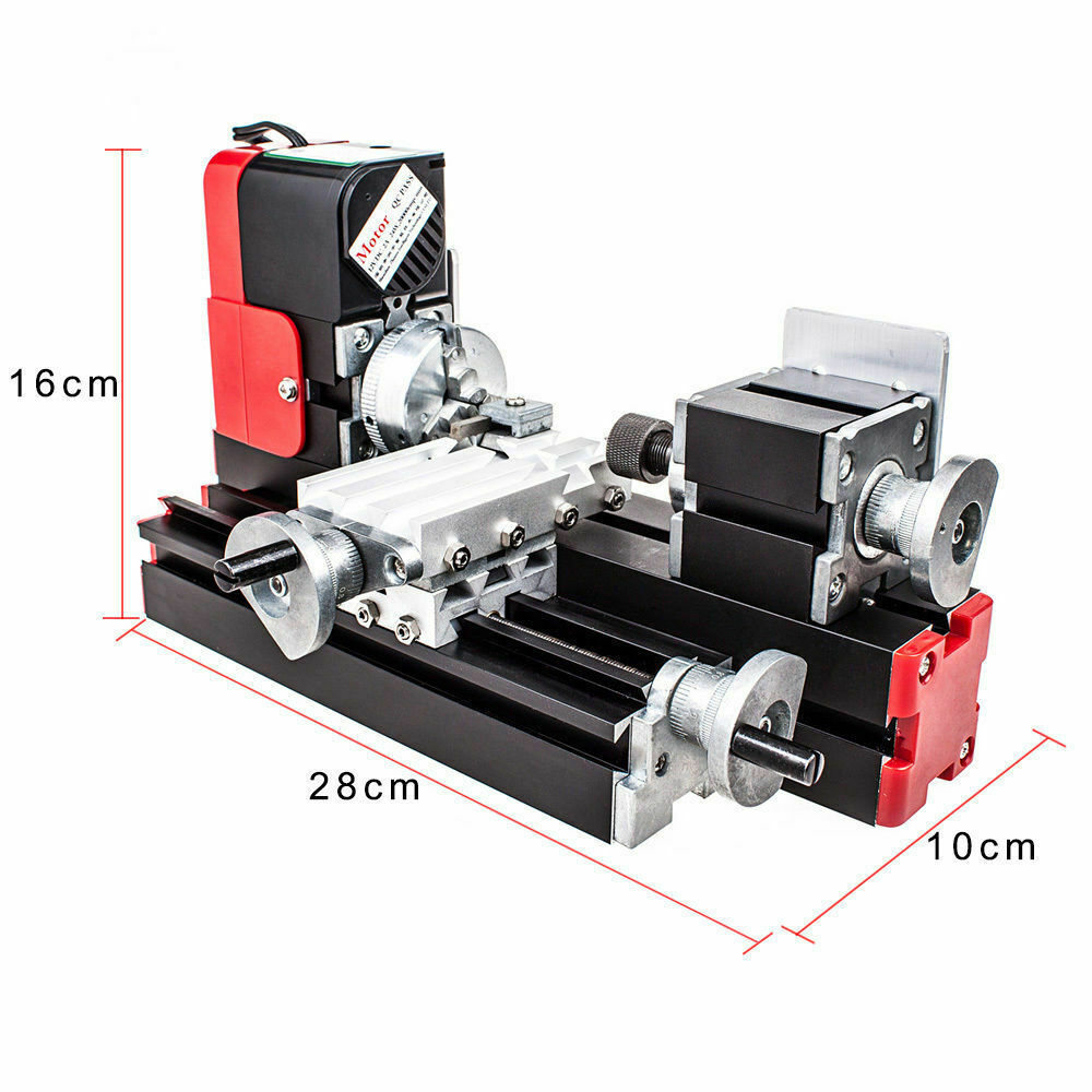 Mini Metal Lathe Machine 12V 24W Motorized Metalworking DIY Lathe 20000 Rev/min
