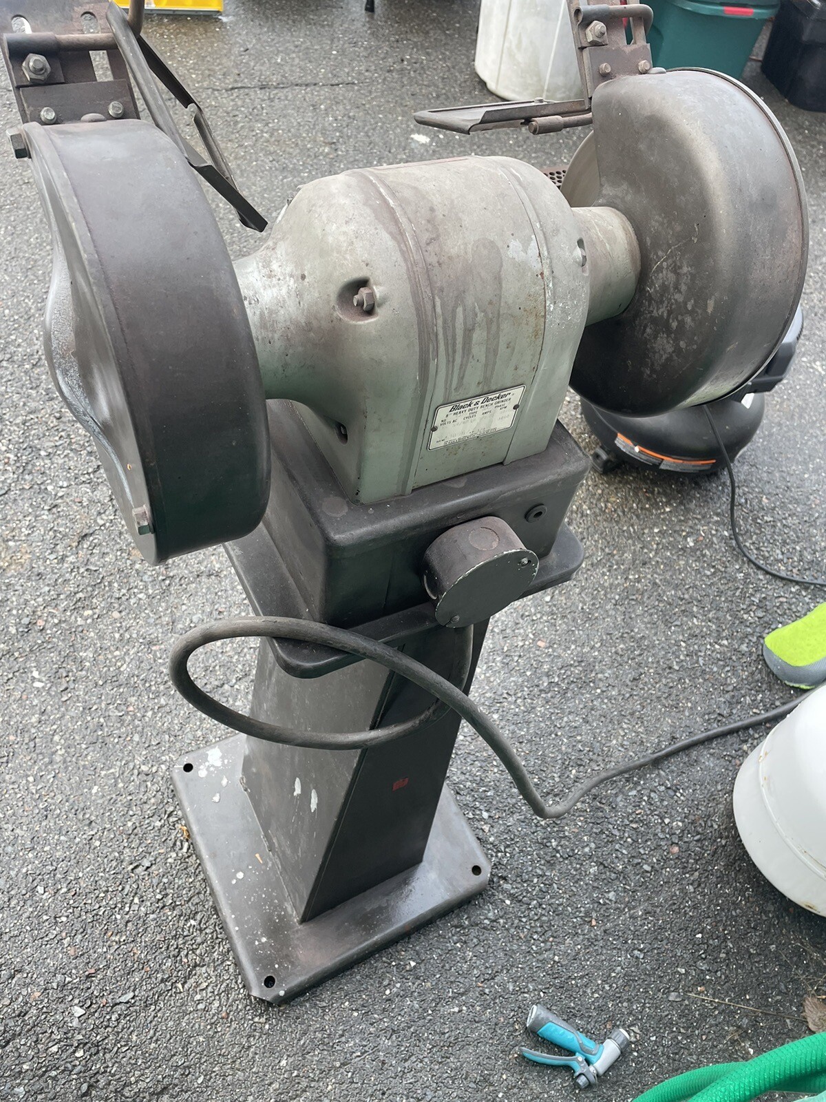 Vintage 8” Black & Decker 3/4 Hp 3600 Rpm Grinder & Pedestal 1 Phase USA Made