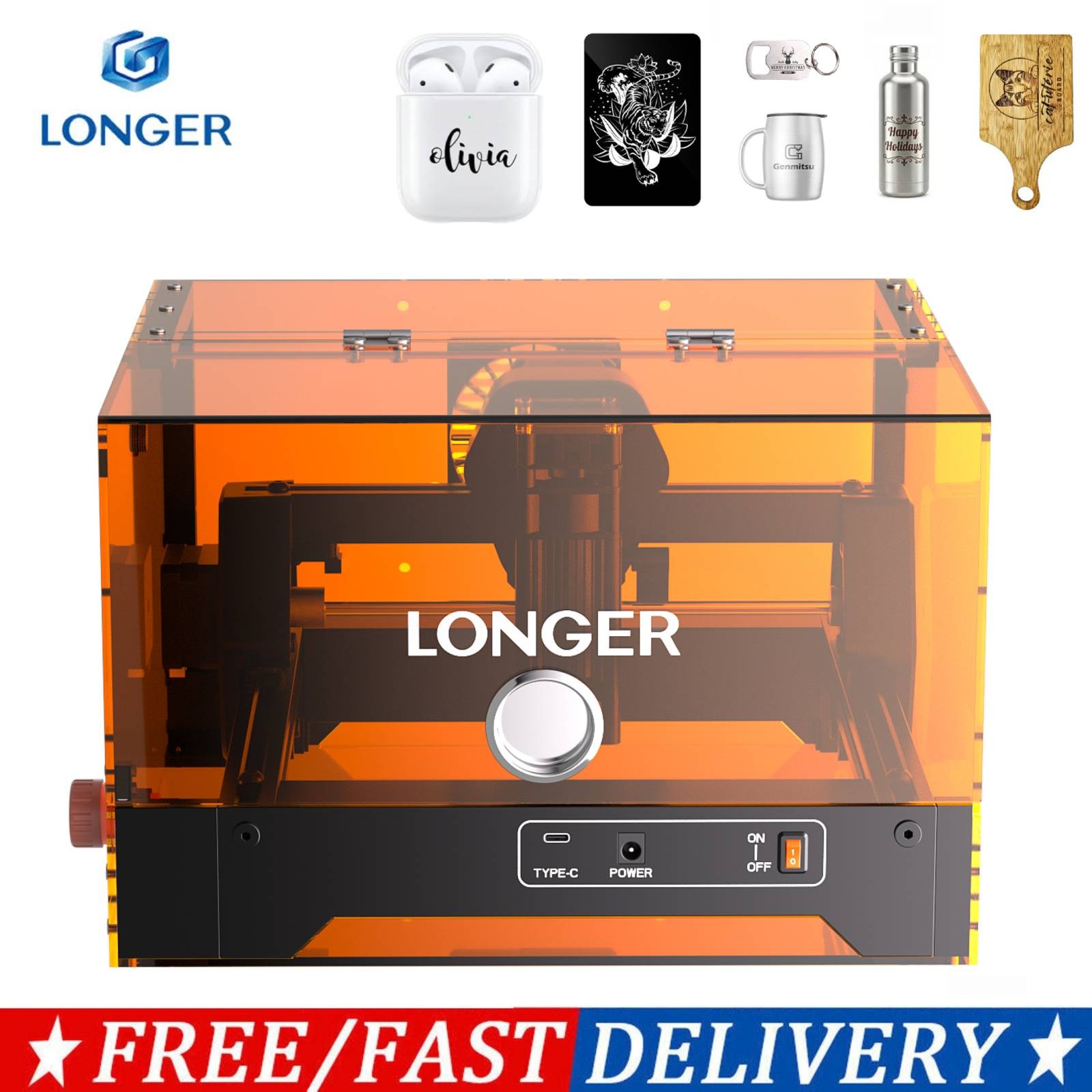 LONGER Ray5 miniS 10W Laser Engraver 12000mm/min High-Speed, 130x120mm Work Area