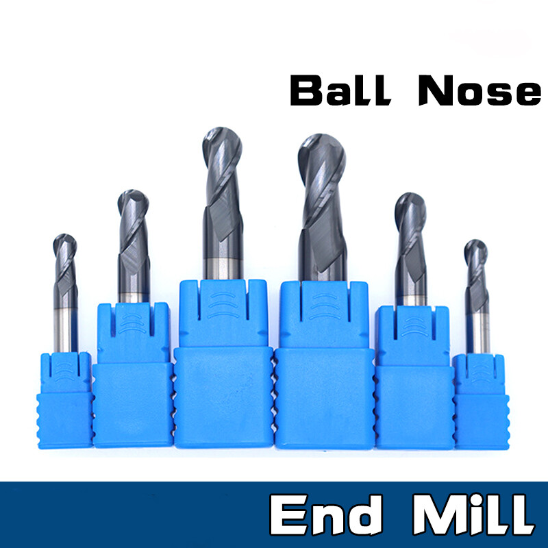 Radiu R0.9-9mm Solid Carbide 2 Flute Ball Nose End Mill TiAlN Coated Slot Drill