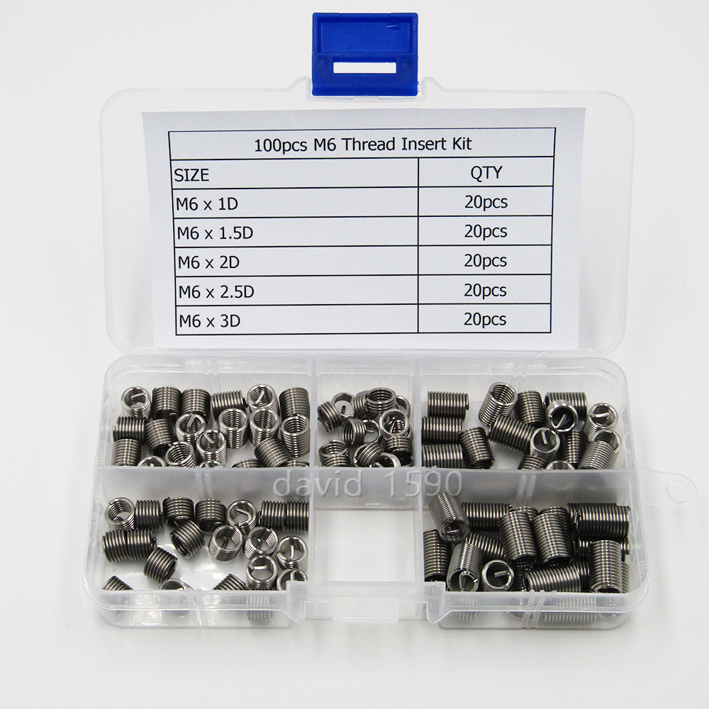 100pcs M6 x 1.0 Stainless Steel Helicoil Thread Insert Assortments Metric Coarse