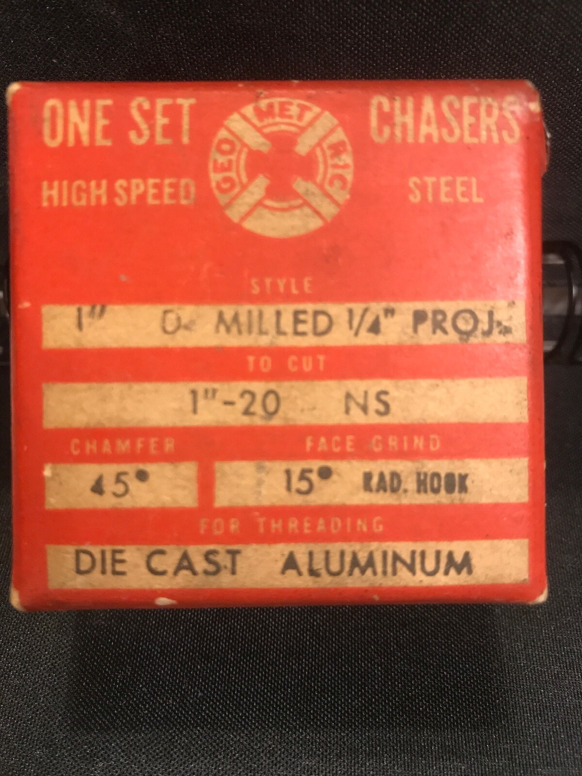 Geometric Chasers 1” DS Milled 1/4” Proj 1”-20 NS 45 Degree Chamfer 15 Degree Gr