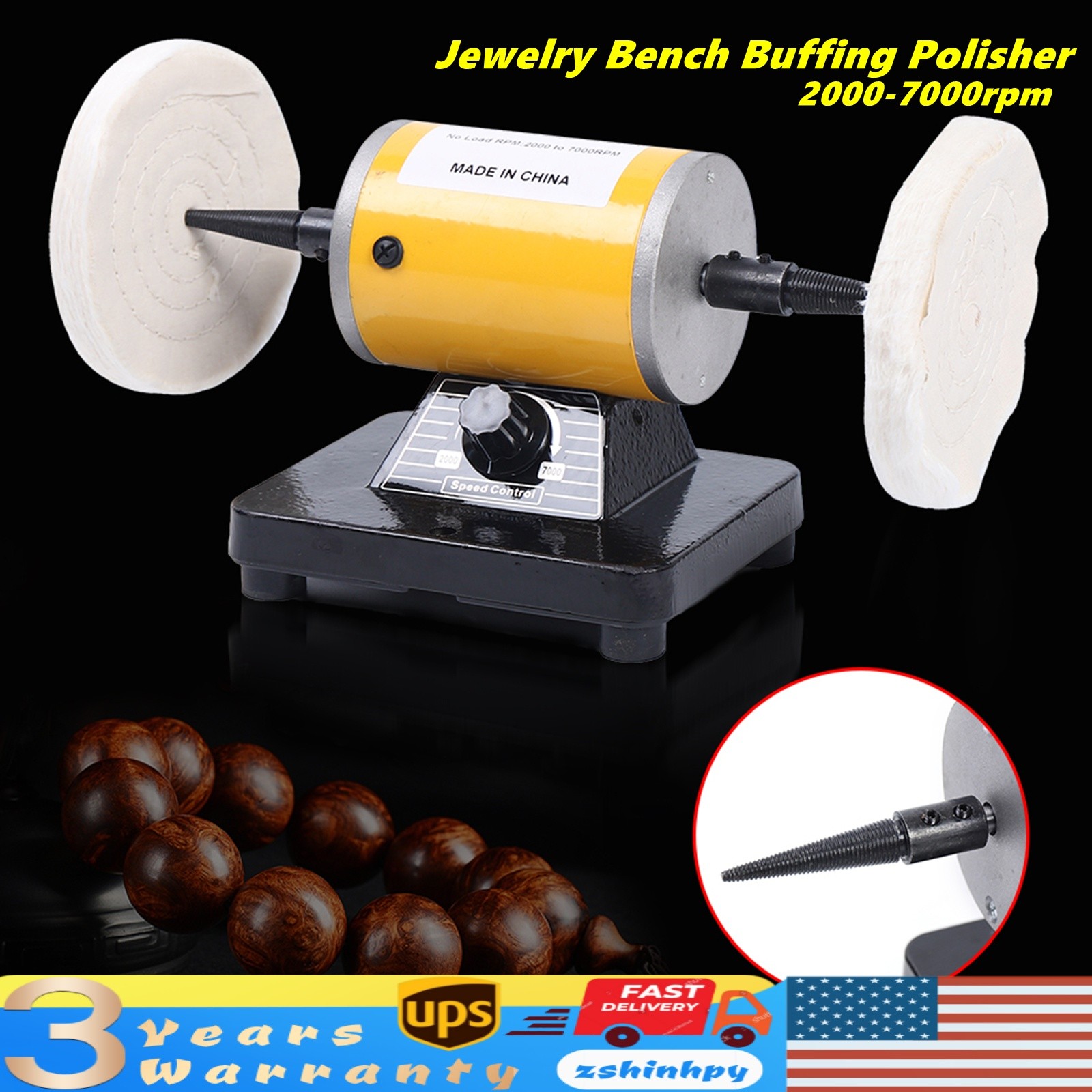 200W Jewellery Polishing Machine Dental Lab Mini Lathe Buffing Polisher Grinder