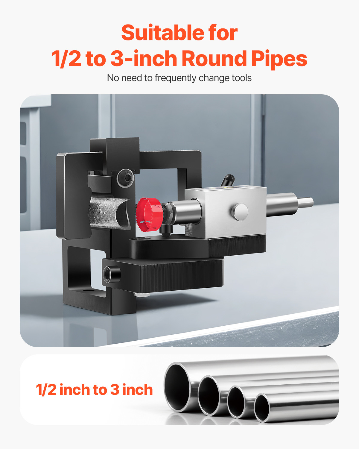 VEVOR Pipe Tube Notcher 1/2 to 3-inch Tubing Notcher w/ 0-50° Adjustable Angle