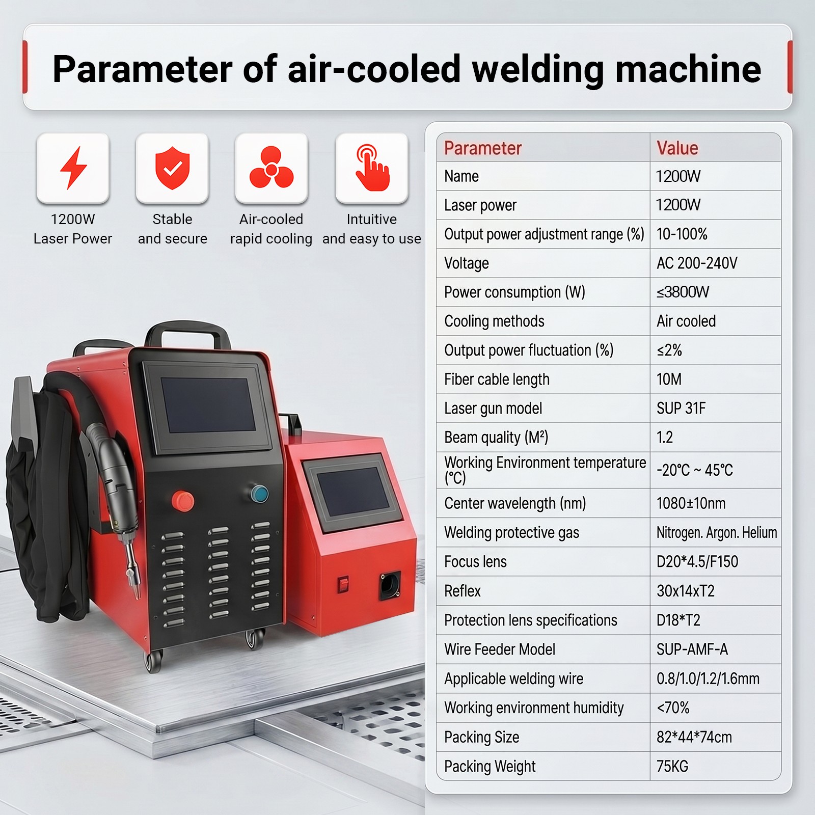 1200W Laser Welding Machine Air Cooled Laser Cutting Cleaning machine 4 IN 1