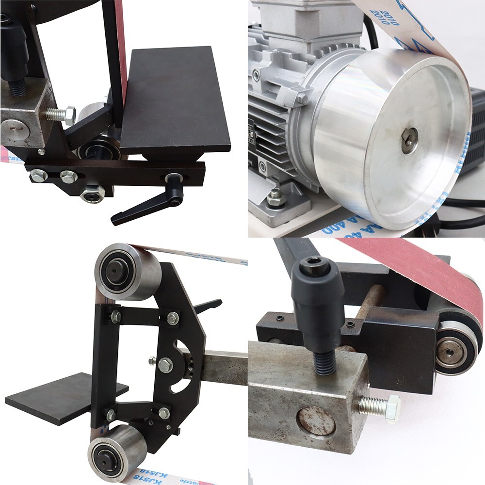 72″-82″ Sand-Belt Grinder with 3 Grinding Wheel for Arc/Flat/Concave Grinding
