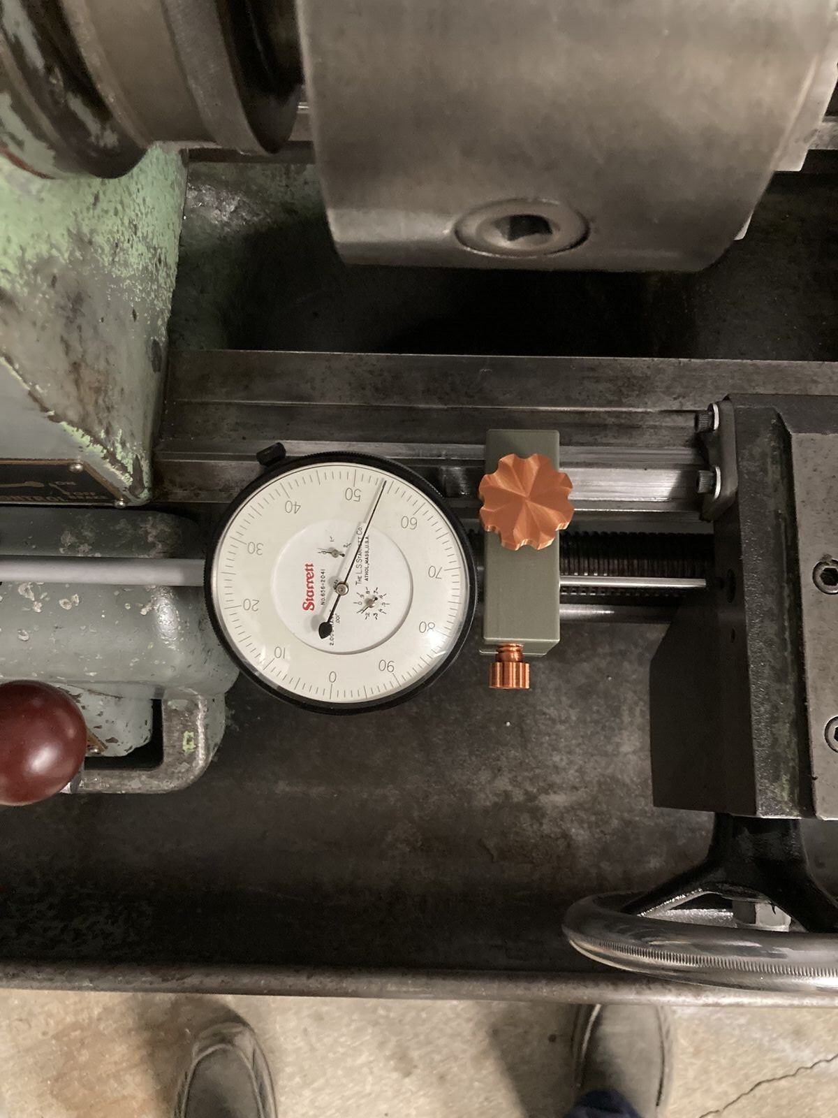 Clausing Colchester Round Head 6525 13×36 Metal Lathe, Dial Indicator Mount.