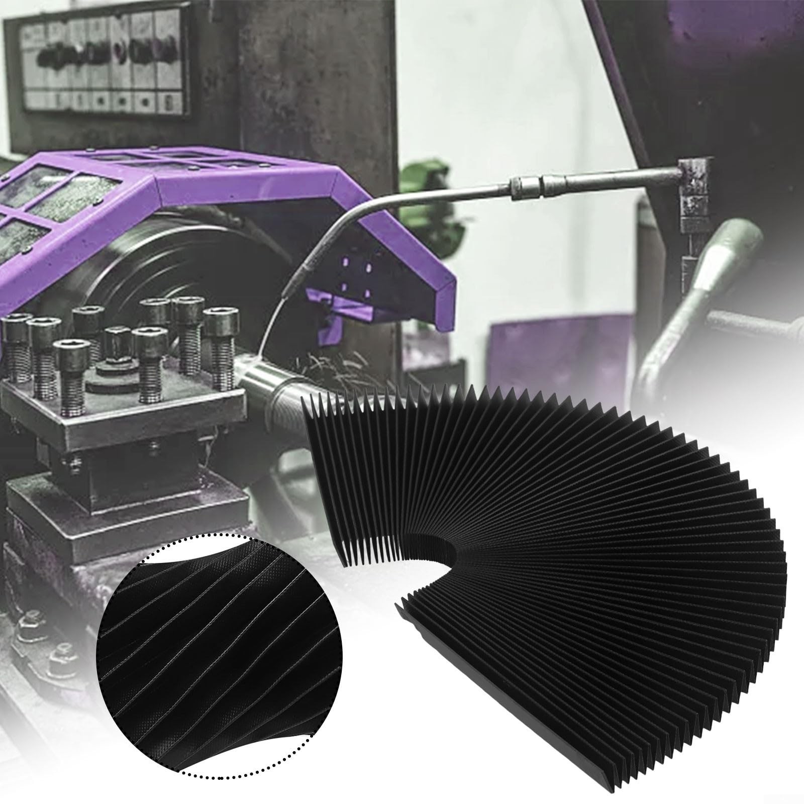 150mm Black Flexible Milling Machine Bellows Cover Dust Proof Tool